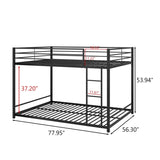 Metal Bunk Bed Full Over Full, Bunk Bed Frame with Safety Guard Rails, Heavy Duty Space-Saving W84063611