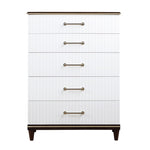 ZUN Glamorous White and Cherry Finish 1pc Chest of 6 Drawers Modern Bedroom Furniture with Gold Trim B011P183618