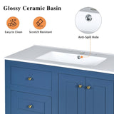 36inch Bathroom Vanity with Ceramic Sink, Bathroom Storage Cabinet with 2 Drawers& Shelf, Solid Wood N710P197024C