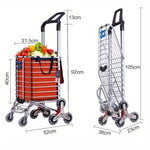 ZUN Grocery Laundry Utility Foldable Shopping Cart Trolley, Aluminum Alloy 8-Wheel Stair Climbing, Load W2181P229050