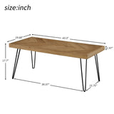 ZUN Modern Coffee Table, Easy Assembly Tea Table, Cocktail Table with w/Chevron Pattern & Metal Hairpin 82370440