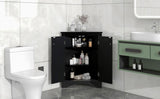 Black Triangle Bathroom Storage Cabinet with Adjustable Shelves, Freestanding Floor Cabinet for Home 62126568
