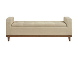 Mid-Century Modern Lift Top Storage Bench 1pc Light Brown Upholstered Tufted Solid Wood Walnut B011P169816