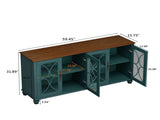 Elegant European Antique Style 4-Door Cabinet with Tempered Glass Doors,for Dining Room,Living W757P232700