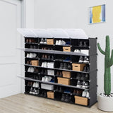 ZUN 8-Tier Portable 64 Pair Shoe Rack Organizer 32 Grids Tower Shelf Storage Cabinet Stand Expandable 65115046