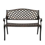 ZUN 40.5" Outdoor Cast Aluminum Bench With Mesh Backrest Seat Surface 24289313