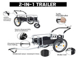 3-in-1 Heavy-Duty Bike Cargo Trailer - Upgraded 20"x2.6" Wide Fat Tires, 150lbs Capacity, Steel 35830980