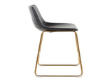 Contemporary Counter Stool in Gold Metal and Black Faux Leather - Set of 2 B202P221870