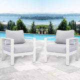 ZUN Small Comfy Couch White Aluminum Single Sofa Outdoor Couch Patio Furniture Set Of 2 Pieces W1828140121