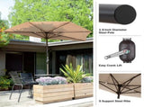 9FT Outdoor Half Patio Umbrella - Balcony Furniture, Beige 19076523