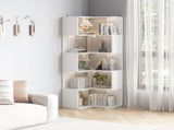 5-layer L-shaped corner display rack particle board 60*60*165cm white 73137996