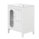 ZUN 24" Bathroom Vanity with Sink, Bathroom Vanity Cabinet with Two Drawers and Door, Adjustable Shelf, 24407153