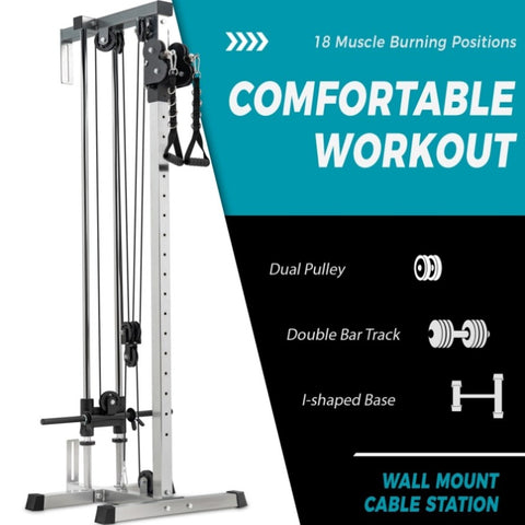 ZUN Lat Pulldown Machine Home Gym Fitness Silver 94538417