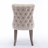 Furniture,Upholstered Wing-Back Dining Chair with Backstitching Nailhead Trim and Solid Wood 84887782