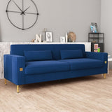 FX-P18-RBLuxury Velvet Sofa with Gold Accents - Modern 3-Seat Couch with Plush Cushions, W57649844