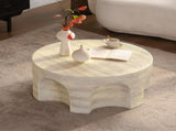 MgO Modern Minimalist Round Accent Coffee Table with Unique Arched Cutout Base, No Assembly W3081P440608