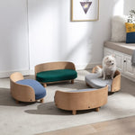 ZUN Scandinavian style Elevated Dog Bed Pet Sofa With Solid Wood legs and Bent Wood Back, Velvet W79460564