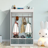 Kids Costume Organizer Costume RackKids ArmoireOpen Hanging Armoire Closet with Mirror-WHITE 27145262