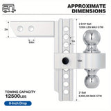 ZUN Adjustable Trailer Hitch- Drop Hitch/Tow Hitch with 2inch Receiver - 6" Drop/Rise with 2" and 77083233