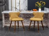 Nevis Mid-century Modern Faux Leather Tufted Nailhead Trim Counter Stool Set of 2, Yellow T2574P165100