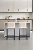 Counter Height Bar Stools Set of 2, Upholstered Linen Bar Chairs, Metal Footrest and Frame for W1249P257008