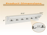 Wall Mount Coat Rack with Shelf - 31.5"x5.5"x8", 6 Hooks & 110LBS Capacity 95484208