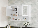 30 Inch Mirror Medicine Cabinet with Open Shelves, Wall Mounted Home Storage with Doors & Mirror, N710P322812K