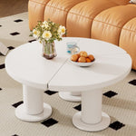 ZUN ON-TREND Φ39.4'' Easy Assembly Round Petal-Shaped Coffee Table, Cream Style Center Table with 3 N721P190396K