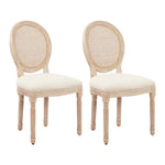 ZUN Upholstered Fabrice With Rattan Back French Dining Chair with rubber legs,Set of 2,Beige 34939454