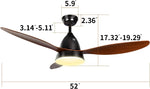 ZUN 52-inch Ceiling Fan with LED Light and Remote Control, 3-Speed Modes, 2 Rotating Modes, Timer W1134P230322