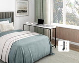 ZUN White Finish Multipurpose Over the Bed Desk with Adjustable Height, Metal Legs with Casters, Overbed B011P244980