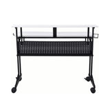 Music Recording Studio Desk with Keyboard Tray, White and Black B016P312638