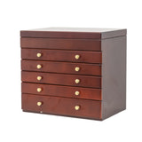 ZUN Large Jewelry Organizer Wooden Storage Box 6 Layers Case with 5 Drawers, Brown 17065798