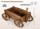 Vintage Wood Flower Pot Stand Wagon Cart with Drainage Hole 44LBS Capacity for Indoor Outdoo 35797898