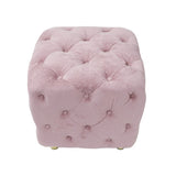 Pink Modern Velvet Upholstered Ottoman, Exquisite Small End Table, Soft Foot Stool,Dressing Makeup W1170103513