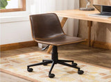 Faux Leather Swivel Office Chair in Antique Brown 54642239