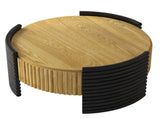 31.50" Modern Colorblocked Striped Coffee Table with Flip Top Storage Coffee Table - Natural Wood W757P383553