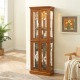 ZUN Curio Cabinet Lighted Curio Diapaly Cabinet with Adjustable Shelves and Mirrored Back Panel, W1693P154580