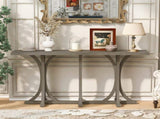 U-Style 59.8'' Wooden Console Table with Oak Veneer Top,Farmhouse Entryway Table with Rubber Wood N711P295300E