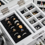 Handcrafted Wooden Jewelry Box Organizer Wood 5 Layers Case with 4 Drawers-White 19616193