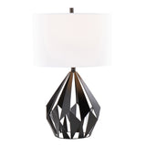 Geome Tri 28" Contemporary Metal Table Lamp in Matte Black Metal with White Linen Shade from B202P224044