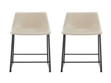 (Set of 2) Vintage Style 24-Inch Armless Industrial Faux Leather Counter Stool with Metal Legs and N780P170743C