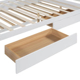 Queen Size Wooden Storage Platform Bed, with 2 Big Drawers, T-XL Size Trundle, White 32072056