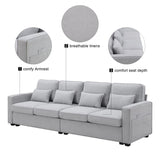 ZUN [New] 104" 4-Seater Modern Linen Fabric Sofa with Armrest Pockets and 4 38107836