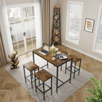 ZUN 5PC Dinging table set with high stools, structural strengthening, industrial style. Rustic 17272956