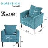 Teal Accent Chair, Boucle Chair,Barre Chair,Fabric Armchair Club Chair,Upholstered Arm Chair with W1028P212846
