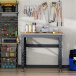 ZUN 45" Garage Work Bench with Adjustable Footpads and Wood Tabletop Tool Table 59240553