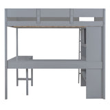 ZUN Full Size Loft Bed with Desk and Shelf - Gray 55051044