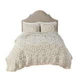 Tufted Cotton Chenille Medallion Fringe Coverlet Mini Set Taupe King/Cal King B035129048