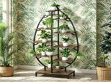 Leaf Shaped Plant Stand with 5-Head Full Spectrum LED Grow Light, Multi-Tier Metal Wood Display 29816561